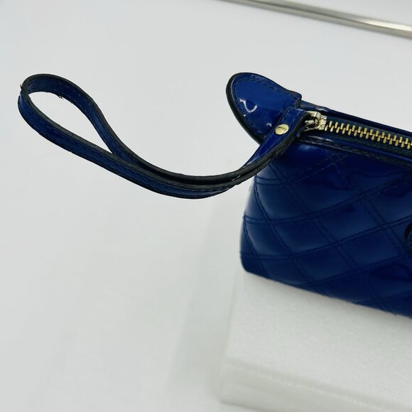 Anne Klein Royal Blue Wristlet Quilted Soft Patent Faux Leather 8" x 4.5" - Picture 4 of 8